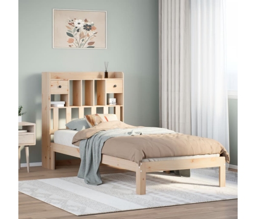 Cama con estantería sin colchón madera maciza de pino 75x190 cm