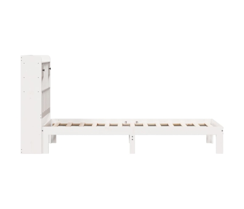 Cama con estantería sin colchón madera maciza blanca 75x190 cm