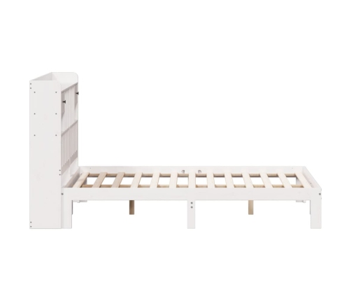 Cama con estantería sin colchón madera maciza blanca 135x190 cm