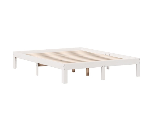 Cama con estantería sin colchón madera maciza blanca 135x190 cm