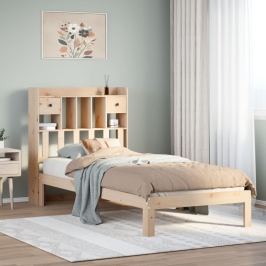 Cama con estantería sin colchón madera maciza de pino 90x200 cm