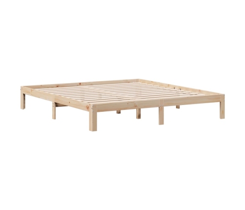 Cama con estantería sin colchón madera maciza de pino 200x200cm