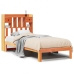Cama con estantería sin colchón madera maciza marrón 75x190 cm
