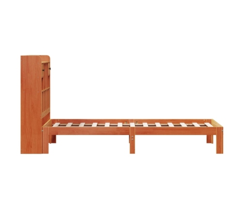 Cama con estantería sin colchón madera maciza marrón 75x190 cm
