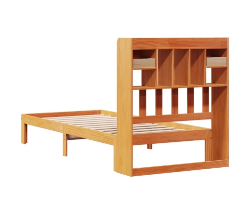 Cama con estantería sin colchón madera maciza marrón 75x190 cm