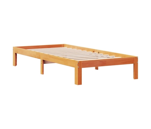 Cama con estantería sin colchón madera maciza marrón 90x190 cm