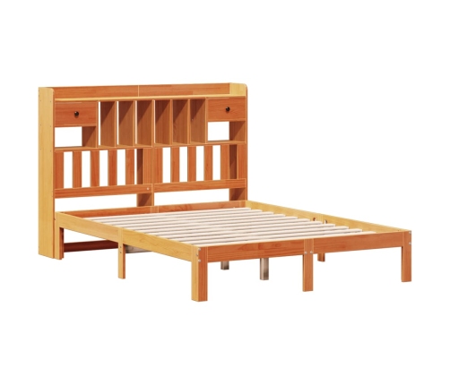 Cama con estantería sin colchón madera maciza marrón 120x190 cm