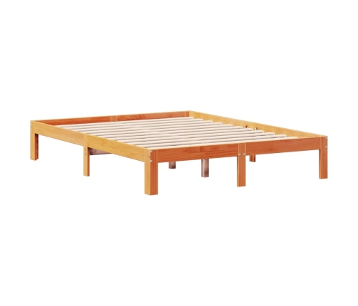 Cama con estantería sin colchón madera maciza marrón 120x190 cm