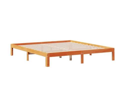 Cama con estantería sin colchón madera maciza marrón 180x200cm