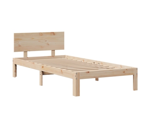 Cama con estantería sin colchón madera maciza de pino 120x190cm