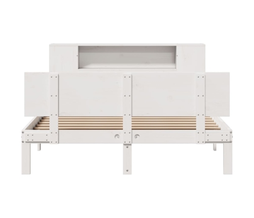 Cama con estantería sin colchón madera maciza blanca 120x190 cm