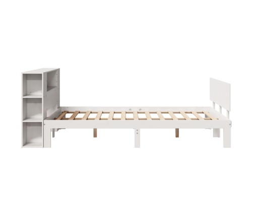 Cama con estantería sin colchón madera maciza blanca 120x200 cm