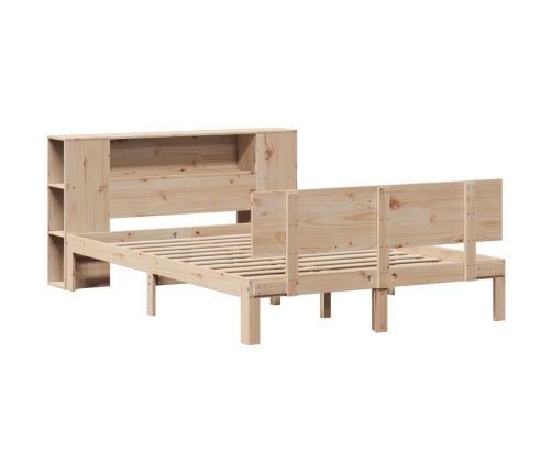 Cama con estantería sin colchón madera maciza de pino 140x200cm