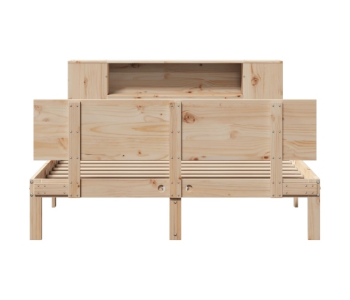 Cama con estantería sin colchón madera maciza de pino 140x200cm