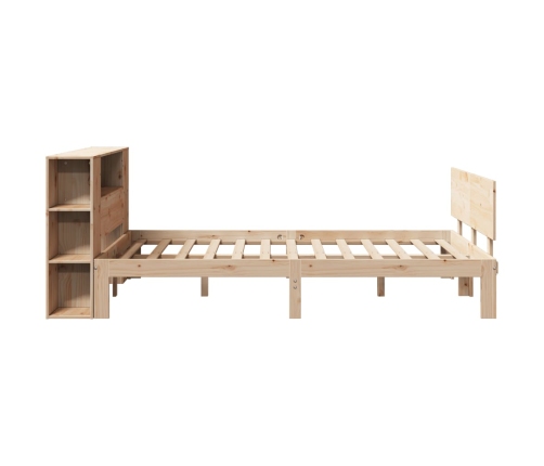 Cama con estantería sin colchón madera maciza de pino 140x200cm