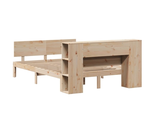 Cama con estantería sin colchón madera maciza de pino 140x200cm