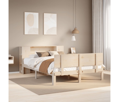 Cama con estantería sin colchón madera maciza de pino 140x200cm