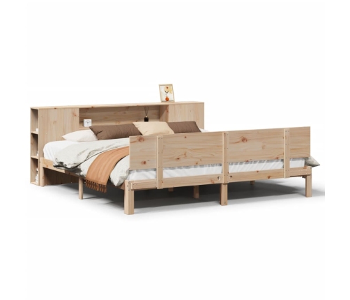 Cama con estantería sin colchón madera maciza de pino 180x200cm