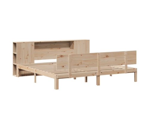 Cama con estantería sin colchón madera maciza de pino 180x200cm