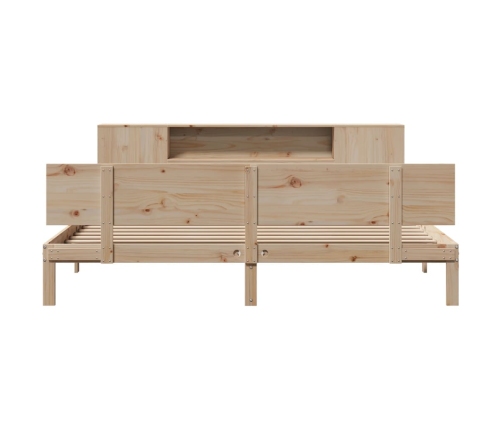 Cama con estantería sin colchón madera maciza de pino 180x200cm
