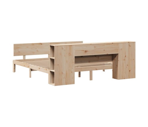 Cama con estantería sin colchón madera maciza de pino 180x200cm