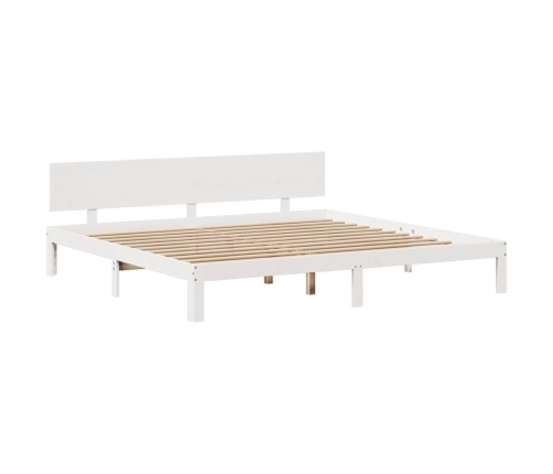 Cama con estantería sin colchón madera maciza blanca 200x200 cm