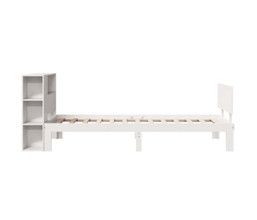 Cama con estantería sin colchón madera maciza blanca 75x190 cm