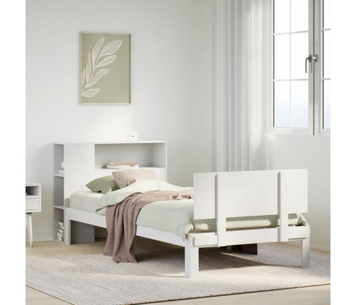 Cama con estantería sin colchón madera maciza de pino 90x190 cm