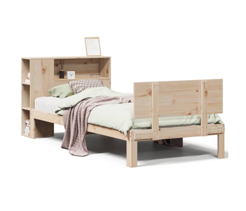 Cama con estantería sin colchón madera maciza de pino 90x200 cm