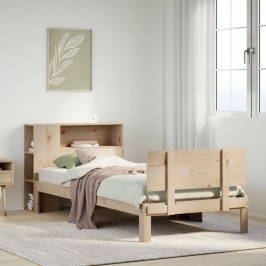 Cama con estantería sin colchón madera maciza de pino 90x200 cm