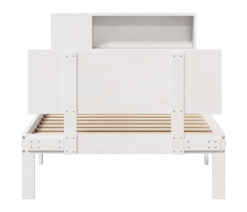Cama con estantería sin colchón madera maciza blanco 90x200 cm