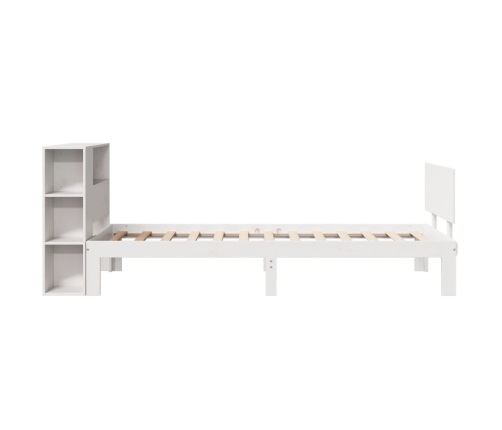 Cama con estantería sin colchón madera maciza blanco 90x200 cm