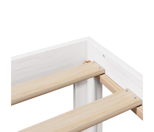 Cama con estantería sin colchón madera maciza blanco 90x200 cm