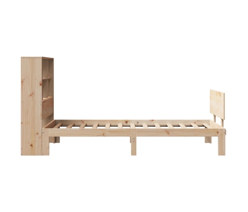 Cama con estantería sin colchón madera maciza de pino 75x190 cm