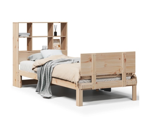 Cama con estantería sin colchón madera maciza de pino 90x190 cm