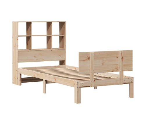 Cama con estantería sin colchón madera maciza de pino 90x190 cm