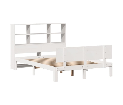 Cama con estantería sin colchón madera maciza blanca 120x190 cm