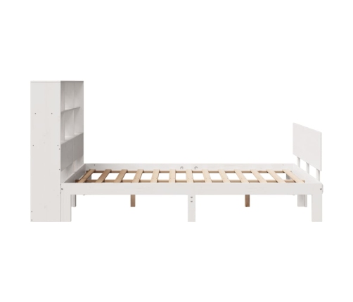 Cama con estantería sin colchón madera maciza blanca 120x190 cm