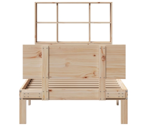 Cama con estantería sin colchón madera maciza de pino 90x200 cm