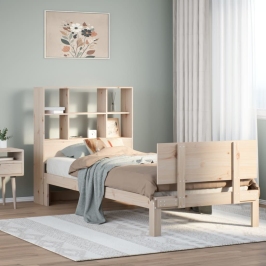 Cama con estantería sin colchón madera maciza de pino 90x200 cm