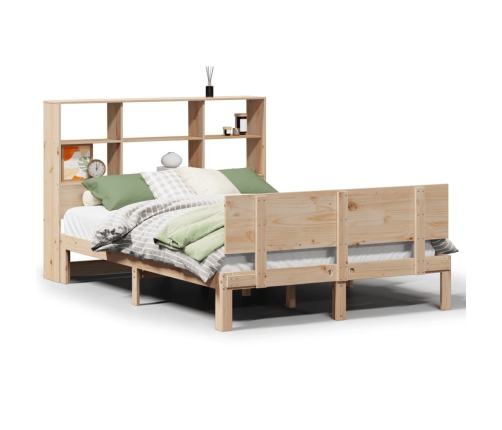 Cama con estantería sin colchón madera maciza de pino 140x200cm