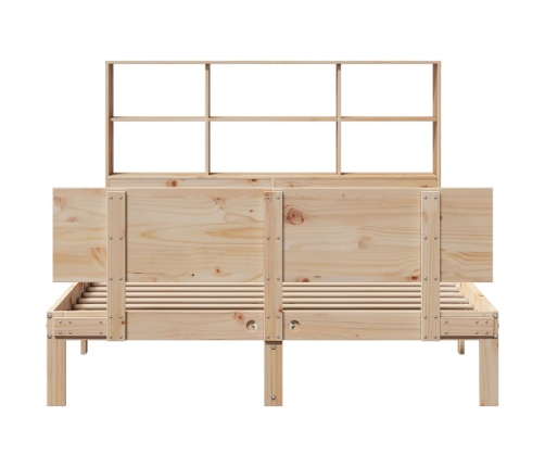 Cama con estantería sin colchón madera maciza de pino 140x200cm