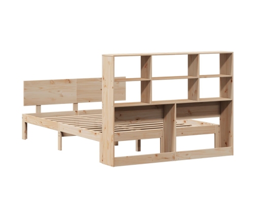 Cama con estantería sin colchón madera maciza de pino 140x200cm