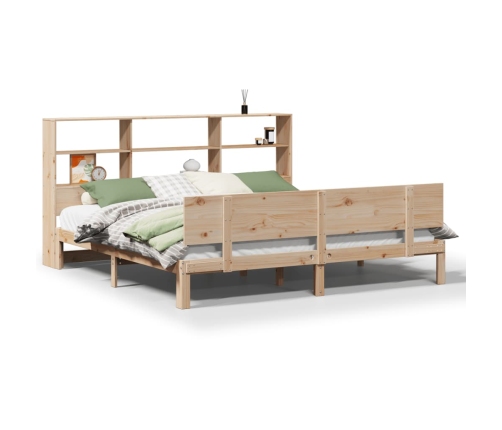 Cama con estantería sin colchón madera maciza de pino 180x200cm