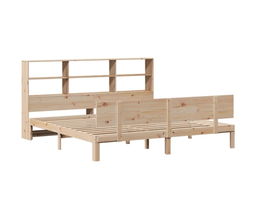 Cama con estantería sin colchón madera maciza de pino 180x200cm