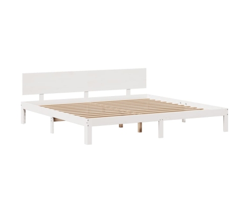 Cama con estantería sin colchón madera maciza blanca 180x200 cm