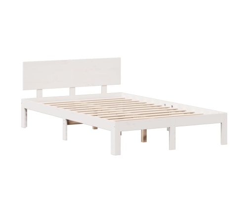 Cama con estantería sin colchón madera maciza blanca 120x190 cm