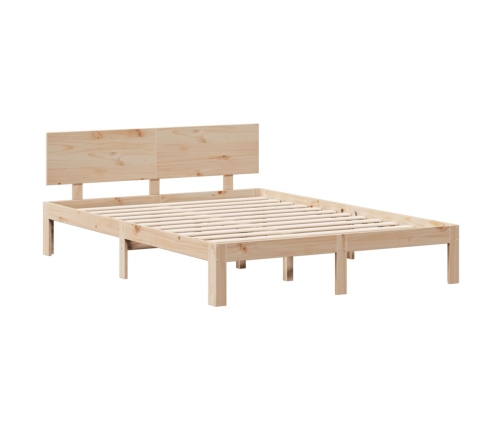 Cama con estantería sin colchón madera maciza de pino 140x190cm