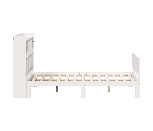 Cama con estantería sin colchón madera maciza blanca 140x190 cm