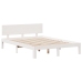 Cama con estantería sin colchón madera maciza blanca 140x190 cm